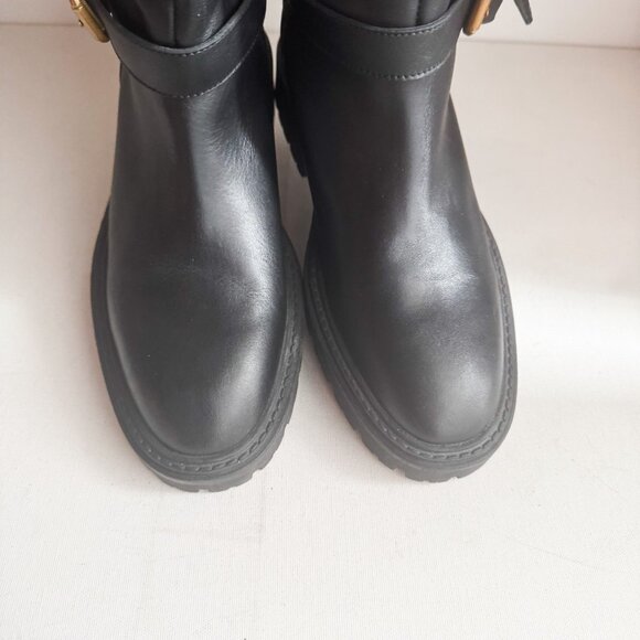 Zara Black Leather Pull on Classic Boots 42 - Picture 5 of 8